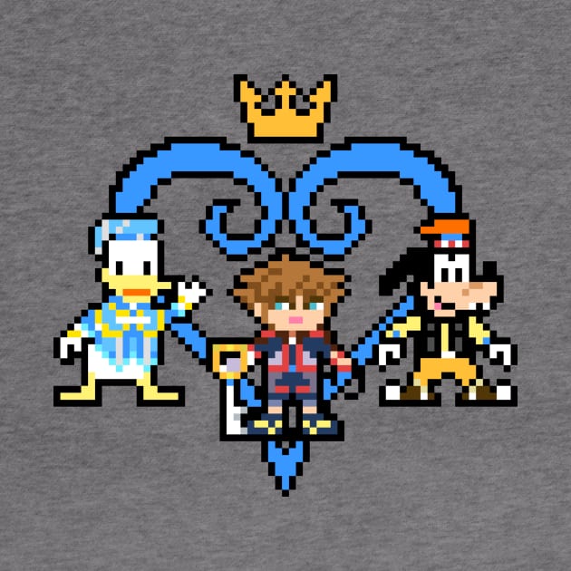 Kingdom Hearts Sora, Donald Duck & Goofy 8-Bit Pixel Art by StebopDesigns